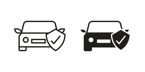 Auto insurance icon flat and thin stroke vector pack. Editable icons set