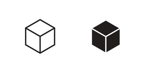 Box icon flat and thin stroke vector pack. Editable icons set