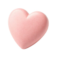 A smooth, pink heart-shaped object with a glossy finish, symbolizing love and affection.