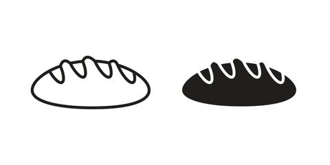 Bread loaf icon flat and thin stroke vector pack. Editable icons set