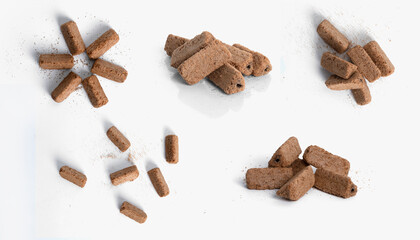set of chocolate wafer or snack on white background