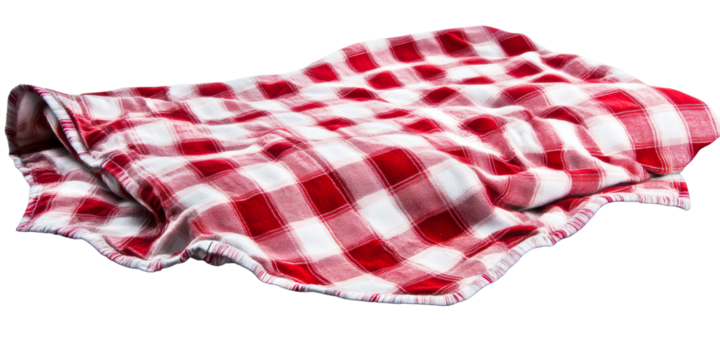 Red and White Gingham Cloth Laid Flat