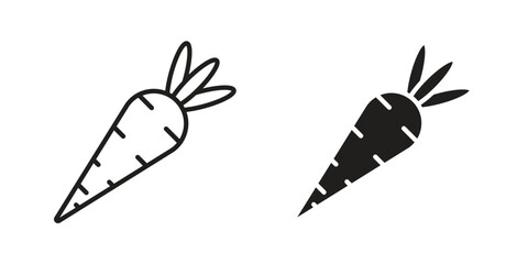 Carrot icon flat and thin stroke vector pack. Editable icons set