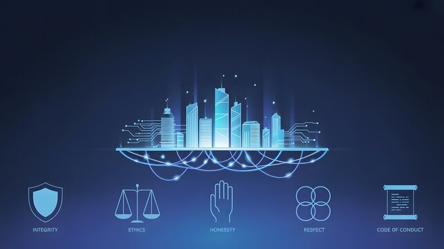 Futuristic smart city digital technology network with data connections, cybersecurity, innovation, and artificial intelligence concept representing modern urban development and digital transformation.