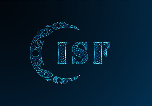 Low poly letter logo ISF design. ISF letter logo low poly vector design on blue color gradient background. ISF logo low poly design