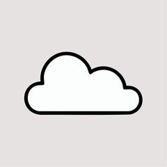 Simple black outline of a fluffy white cloud icon on a light grey background, representing weather or digital storage.