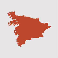 Abstract orange-red geographical map outline on a light gray background, representing a region or country.