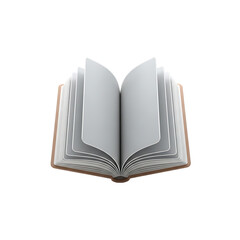 Open blank book with light gray pages and brown cover on black background open book blank pages