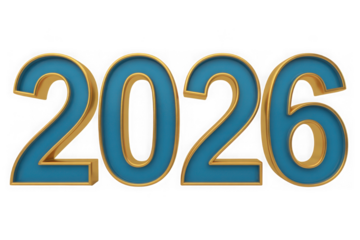 2026 year isolated on black background