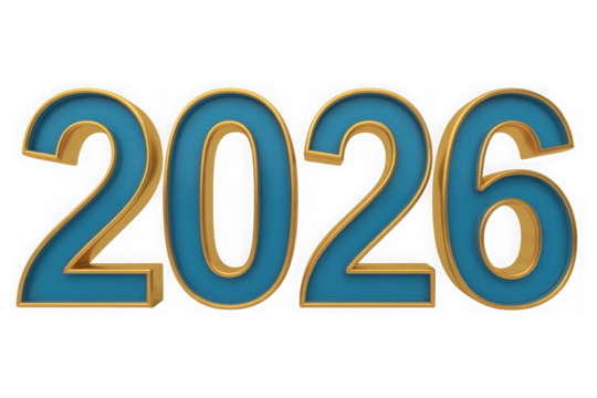 2026 year isolated on black background