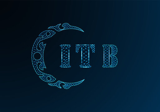 Low poly letter logo ITB design. ITB letter logo low poly vector design on blue color gradient background. ITB logo low poly design
