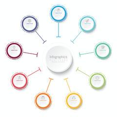Infographic 9 options design elements for your business data. Vector Illustration.