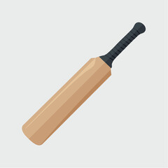 A simple illustration of a wooden cricket bat with a black handle, isolated on a plain light background.
