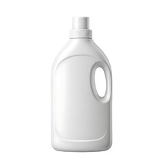 A clean white plastic bottle with a handle and cap isolated on a solid black background ready for product placement