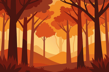 autumn misty forest vector background