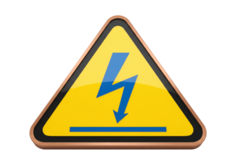 Isolated high voltage warning sign, hazard caution notice to electrical dangers and electrocution