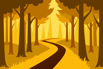 Fototapeta premium golden forest path vector background