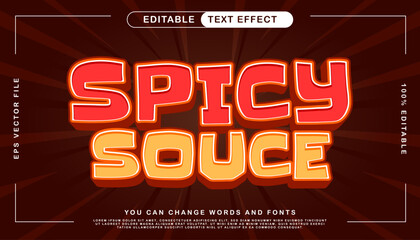spicy souce text effect theme featuring bold red and orange lettering. Fully editable vector template