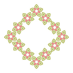 Floral diamond frame design on a white background. Vector illustration.