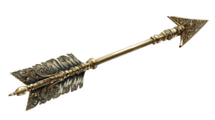 Ornate Antique Golden Arrow with Intricate Filigree Work