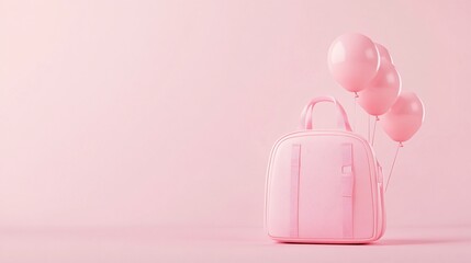 Whimsical pastel school bag with floating balloons