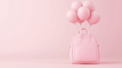 Delicate school bag with floating balloons