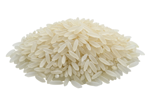 Isolated pile of uncooked long grain rice for nutrition or health on seamless background - Powered by Adobe