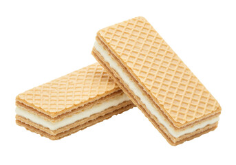 Isolated wafer biscuits with cream filling stacked, a crispy and sweet snack delicacy
