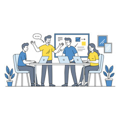 Team Discussion Meeting Vector Illustration