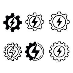 High Voltage Icons Set – Electrical Energy, Warning, and Power Symbols