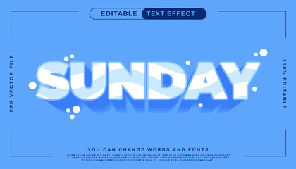 Sunday Text Effect Editable Design, Font Customization, Vector Graphic, Blue Color Palette