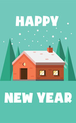 Fototapeta premium Abstract New Year vertical postcard template - Vector illustration