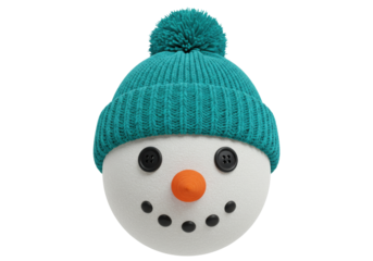 Isolated Snowman Face with a Beanie Hat Ready for Winter Holidays or Christmas Season