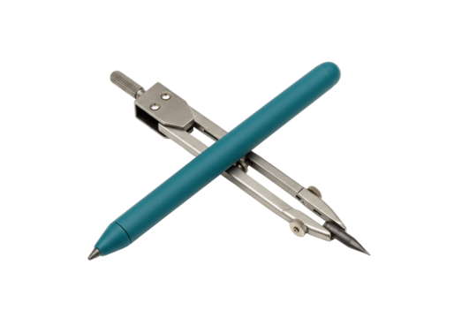 Isolated Drawing Compass Tool with Pencil for Geometry and Artistic Design Work