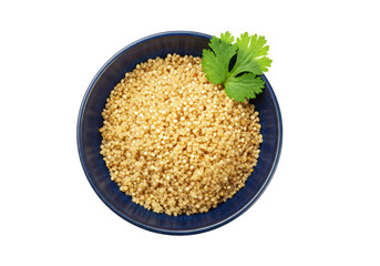 Isolated bowl of cooked amaranth seeds with cilantro, delicious food, health food diet