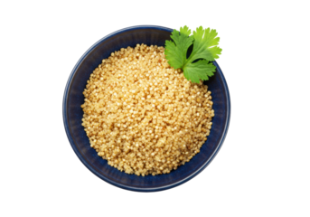 Isolated bowl of cooked amaranth seeds with cilantro, delicious food, health food diet