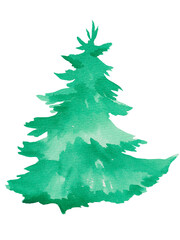 Pine tree. Watercolor hand drawn abstract fir tree silhouette isolated on white for nature designs, patterns, forest scenes, eco-friendly decor, and seasonal themes, packaging, decorations, gifts