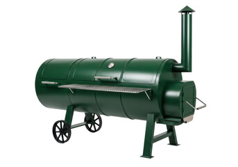 Isolated Green BBQ Smoker, Summer Outdoor Cooking Equipment for Delicious Slow Smoking