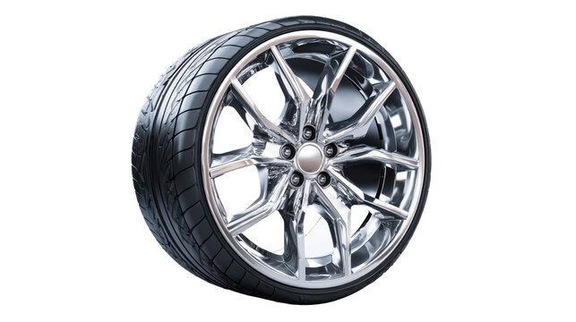 Polished alloy wheel and tire assembly