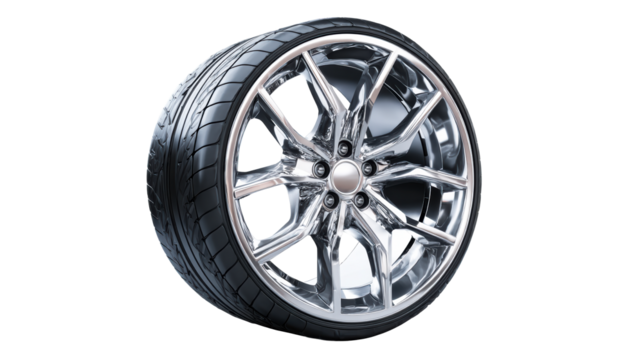Polished alloy wheel and tire assembly