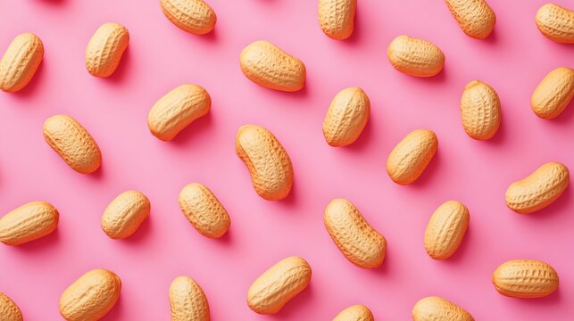 Detailed Peanut Pattern on Pink Background