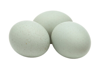 Isolated trio of duck eggs, a natural culinary ingredient, perfect for cooking or Easter