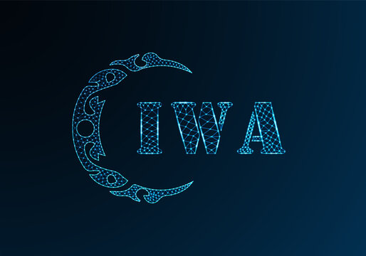Low poly letter logo IWA design. IWA letter logo low poly vector design on blue color gradient background. IWA logo low poly design