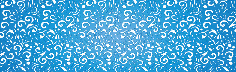 Abstract frosty patterns, panoramic blue and white web pattern background - Vector illustration