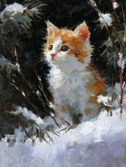 A little kitten in the snow