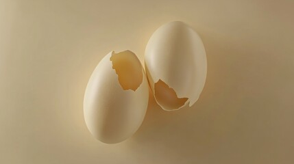 Double-shelled Peeled Egg with Copy Space