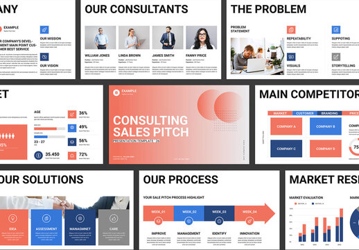 Consulting Sales Pith Presentation Template Design Layout