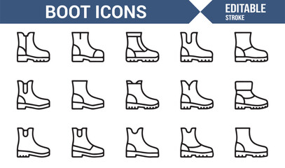 Obraz premium Editable vector icons of fashion boots and footwear styles in modern outline design