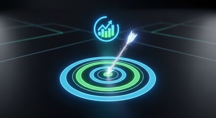 Vivid neon scoring on digital grid, Accurate datadriven visuals for marketing campaigns