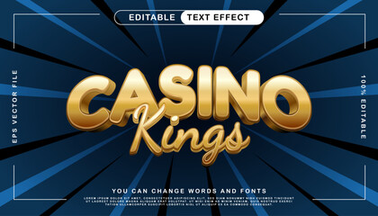 Casino Kings typography design with a bold comic font style. Editable vector illustration